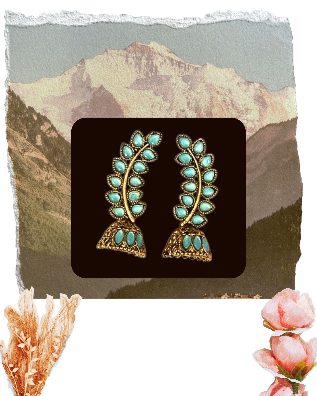 Kaleido Leaf Earring (Gold Frame)