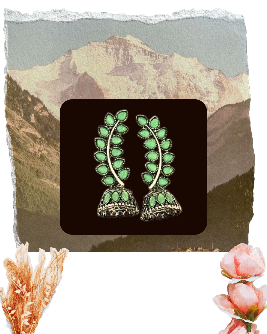 Kaleido Leaf Earring (Silver Frame)