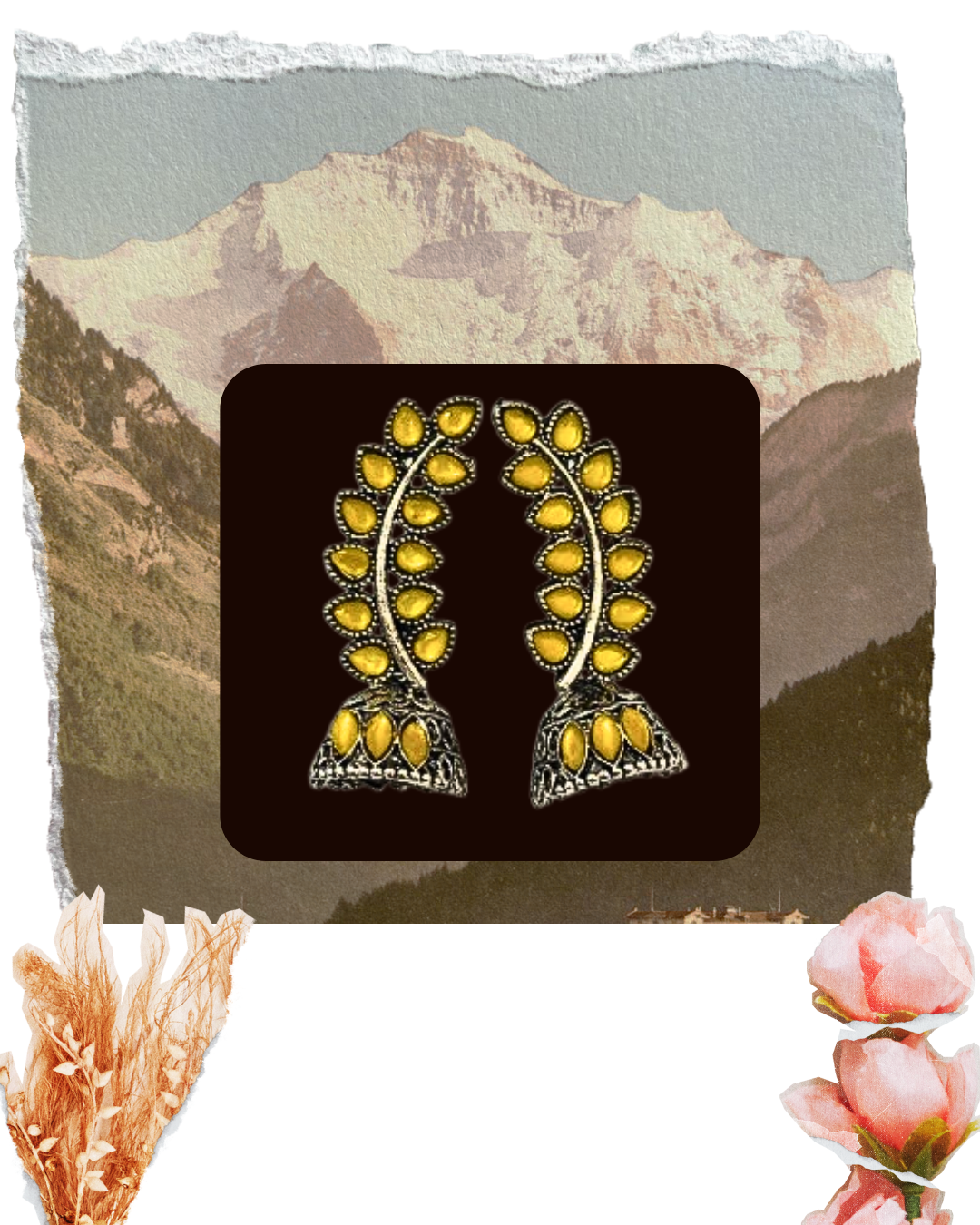 Kaleido Leaf Earring (Silver Frame)