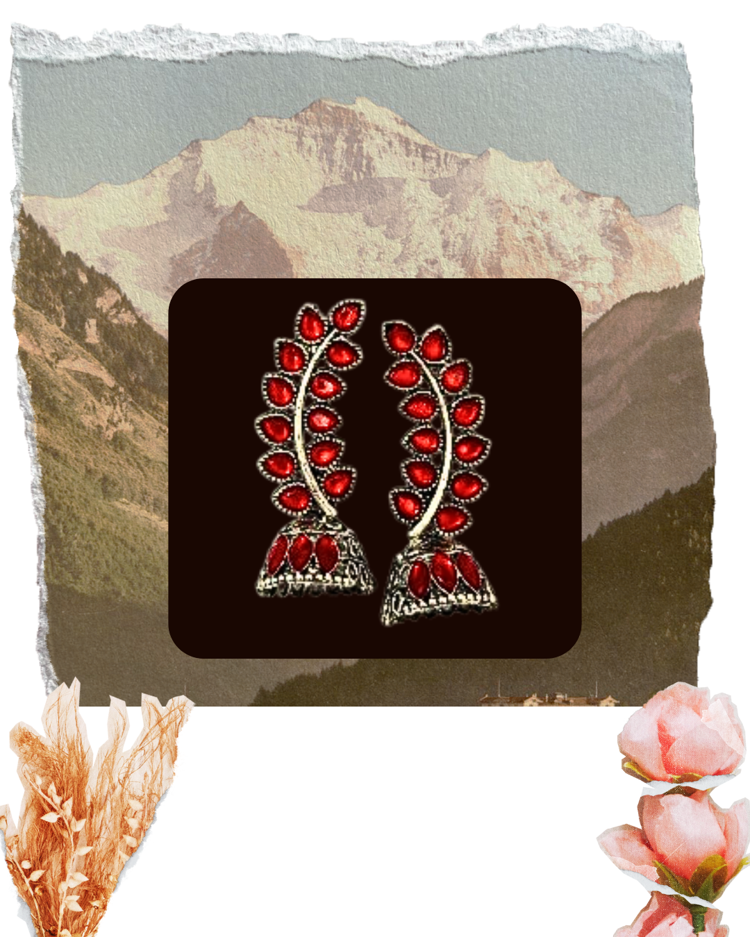 Kaleido Leaf Earring (Silver Frame)