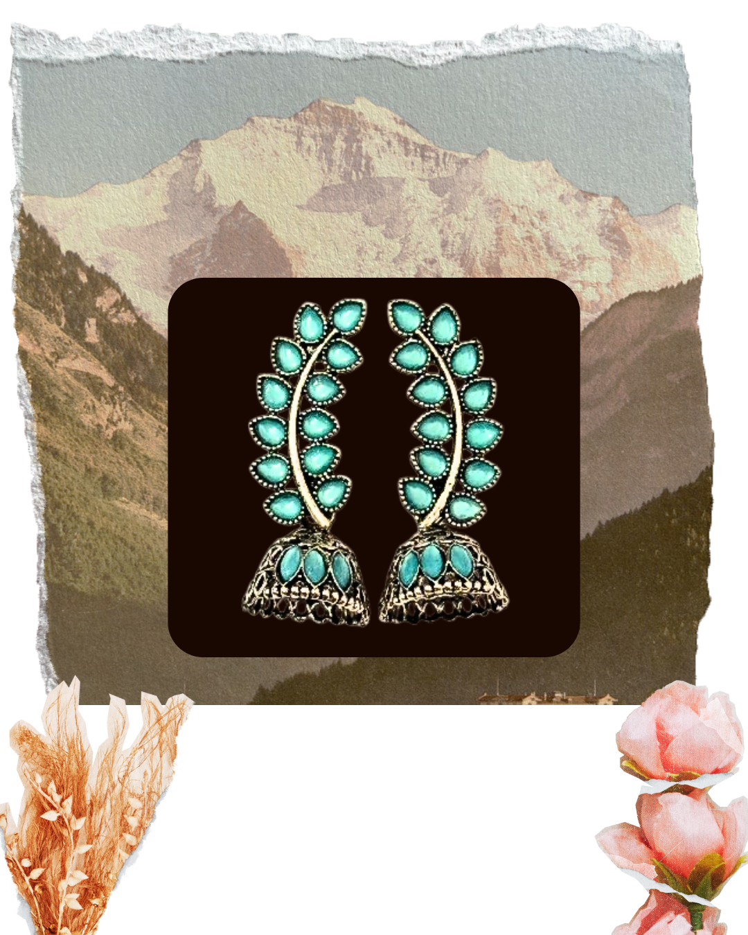 Kaleido Leaf Earring (Silver Frame)