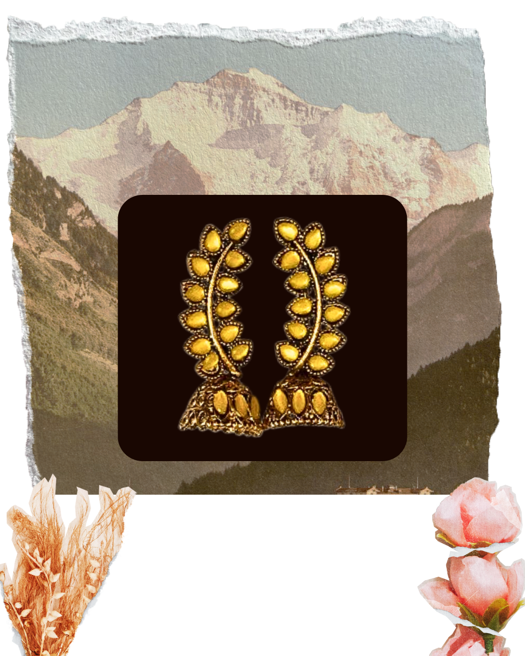 Kaleido Leaf Earring (Gold Frame)