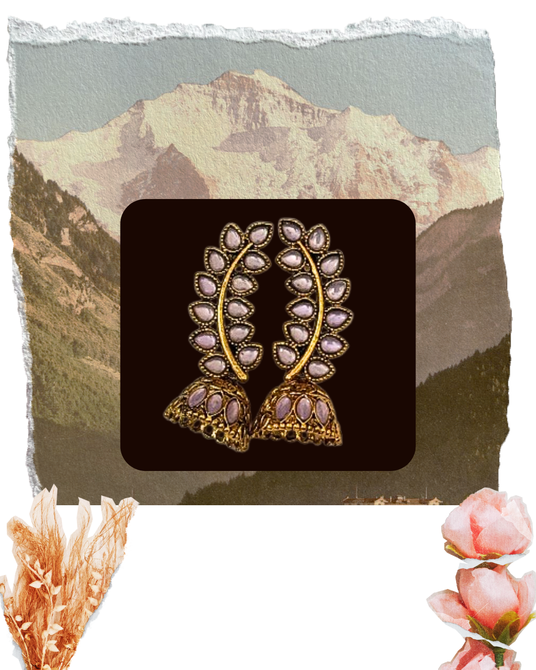 Kaleido Leaf Earring (Gold Frame)